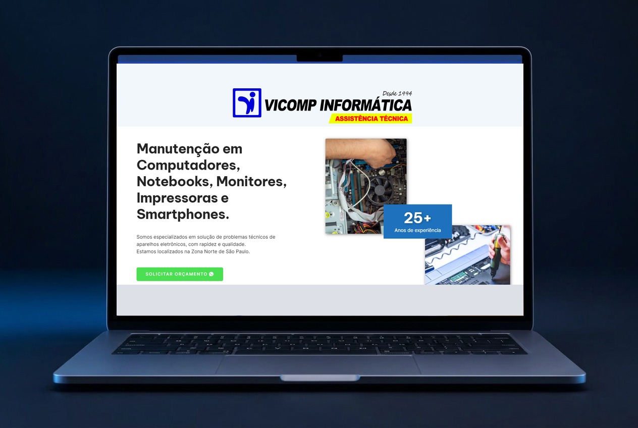 Mockup do site Vicomp Informática